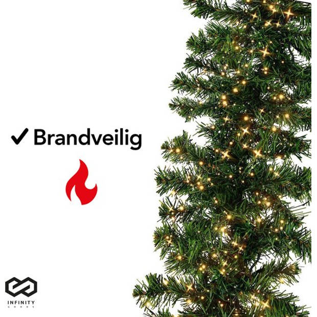 Nordlandia Guirlande Met verlichting - Kerstversiering - 500CM - Kerstslinger - Kerstdecoratie - 100 LED - Groen