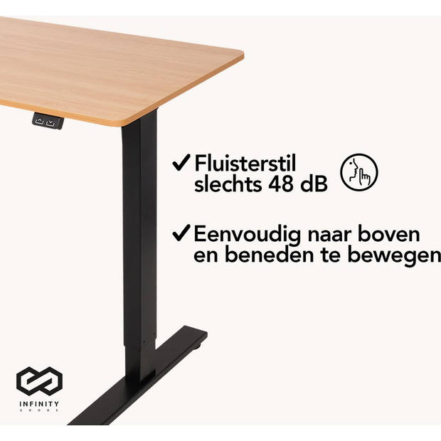 Infinity Goods Zit Sta Bureau - Elektrisch Verstelbaar In Hoogte - 120 x 60 CM - Bruin