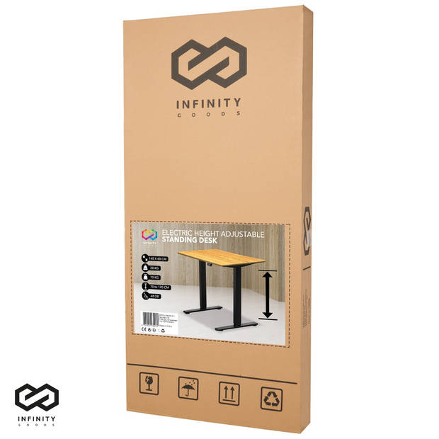 Infinity Goods Zit Sta Bureau - Elektrisch Verstelbaar In Hoogte - 140 x 60 CM - Bruin
