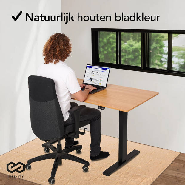 Infinity Goods Zit Sta Bureau - Elektrisch Verstelbaar In Hoogte - 140 x 60 CM - Bruin