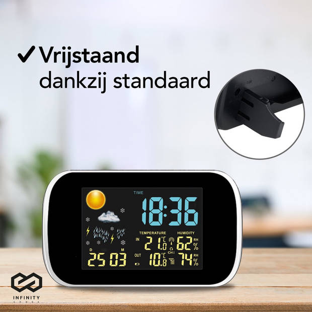 Infinity Goods Weerstation - Weersverwachting - Hygrometer - Binnen en Buiten - Temperatuur - Luchtvochtigheid -