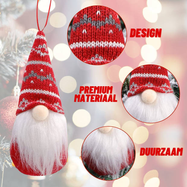 FLOOQ - Kerstversiering - Kerstdecoratie voor binnen - Kerstboomversiering - Gnomes - Kabouters - 8 stuks