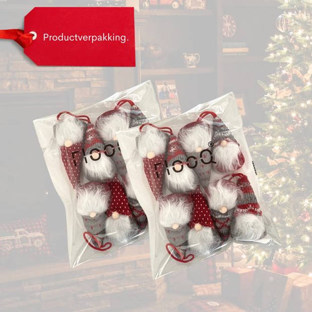 FLOOQ - Kerstversiering - Kerstdecoratie voor binnen - Kerstboomversiering - Gnomes - Kabouters - 8 stuks