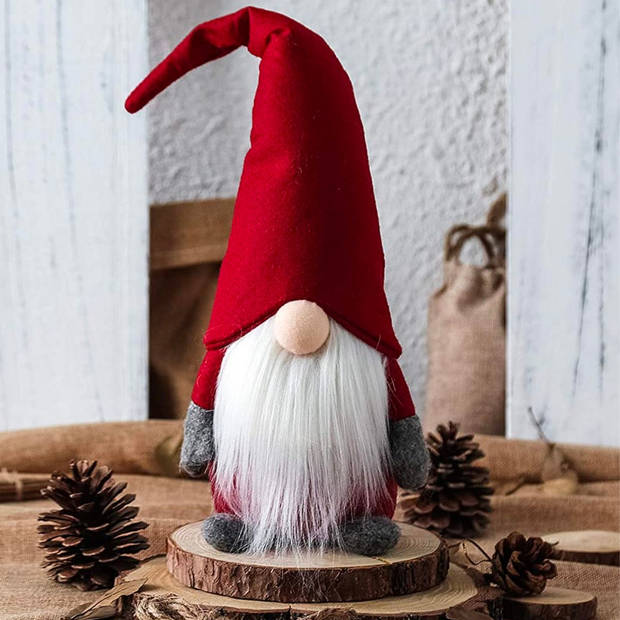 FLOOQ Gnoom Rood - Kerstbeelden & Figuren - Kerst Kabouter - Kerstdecoratie voor binnen - Kerstboomversiering -1 Gnome