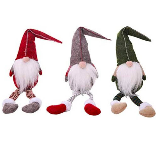 FLOOQ Gnoom Set 3 Stuks - Kerstbeelden & Figuren - Kerst Kabouter - Kerstdecoratie voor binnen - Kerstversiering - Gnome