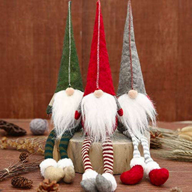 FLOOQ Gnoom Set 3 Stuks - Kerstbeelden & Figuren - Kerst Kabouter - Kerstdecoratie voor binnen - Kerstversiering - Gnome