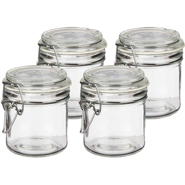 Vivalto Voorraadpotten/bewaarpotten - 4x - Tarro - 250 ml - glas - beugelsluiting - D11 x H10 cm - Voorraadpot