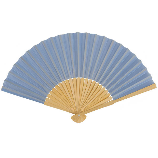 Spaanse handwaaier - 2x - pastelkleuren - korenblauw - bamboe/papier - 21 cm - Verkleedattributen
