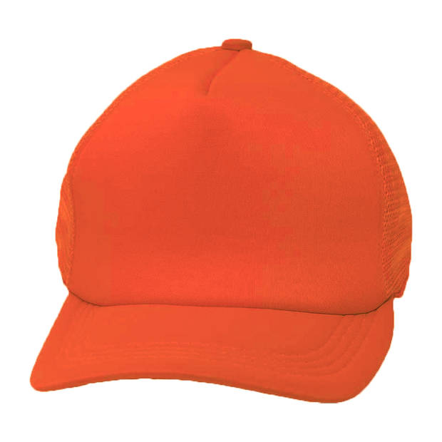 Guirca Carnaval baseballcap petje - fluor oranje - verkleed accessoires - volwassenen - Eighties/disco - Verkleedhoofdde