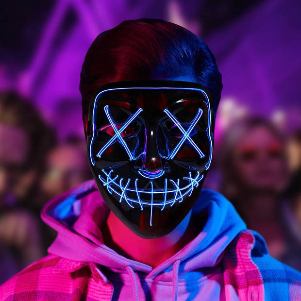Purge LED Masker - 3 Lichtstanden - Verstelbare Hoofdband - carnaval masker - Halloween masker - Groen/Zwart