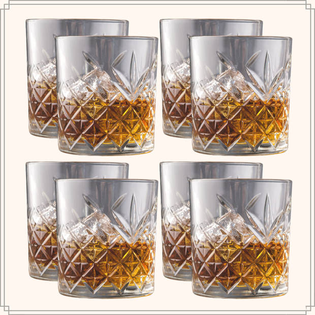 OTIX Whiskey Glazen - Set van 8 - Kristal - Stijlvol - 230 ml - Dik glas - Stevig - Sierlijk