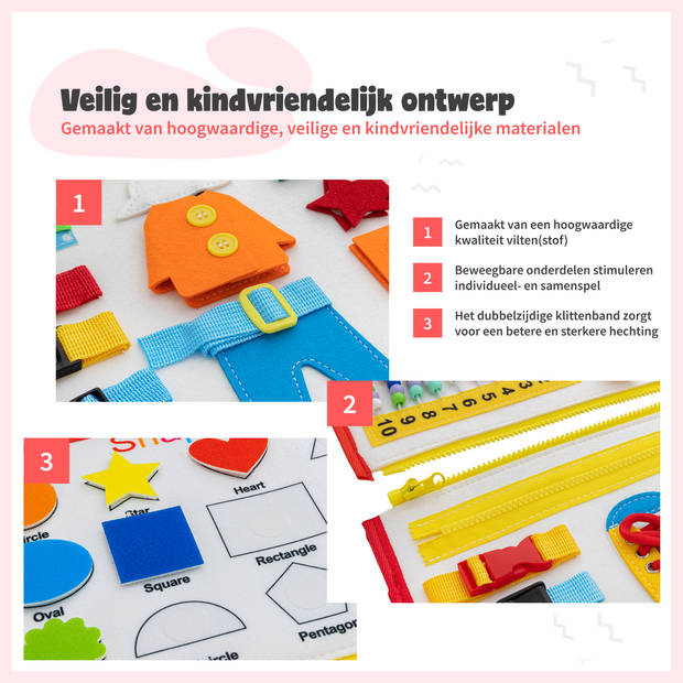 Montiplay® Montessori Speelgoed - Sensorisch Speelgoed - Activiteitenbord - Busy Board - Educatief speelgoed - Wit
