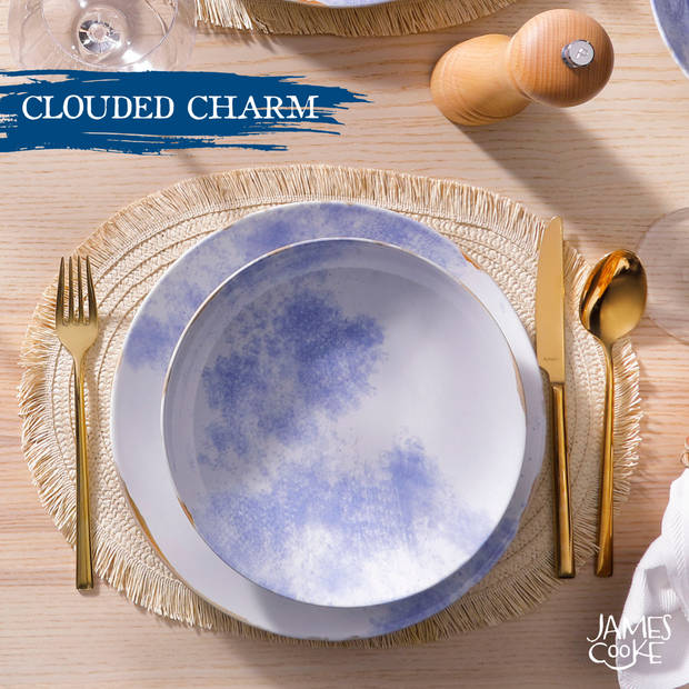 James Cooke Serviesset Clouded Charm Stoneware 6-persoons 24-delig