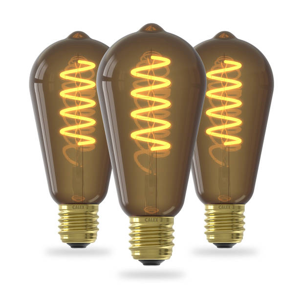 Calex Filament LED Lamp - 3 stuks - E27 - ST64 - Natural - Dimbaar