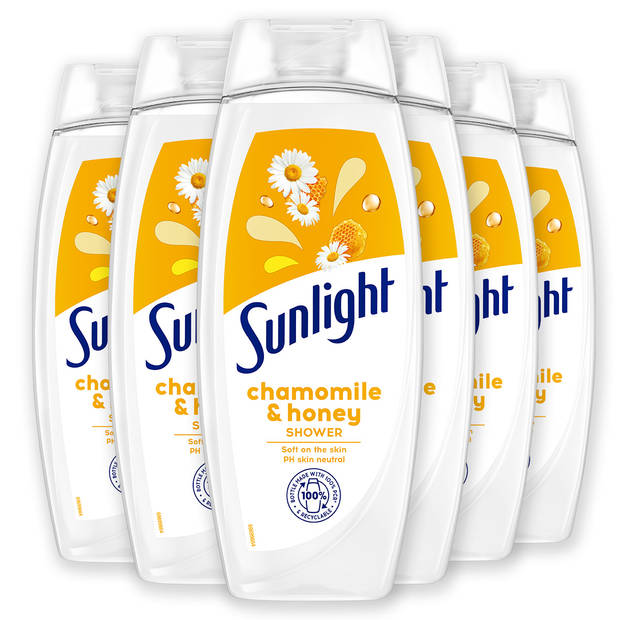 Sunlight Zeep - Douchegel - Kamille & Honing - pH-Huidneutraal - Voordeelverpakking 6 x 450 ml