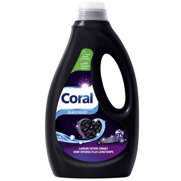 Coral - Vloeibaar Wasmiddel - Black Velvet - Donkere was - Voordeelverpakking 6 X 26 wasbeurten