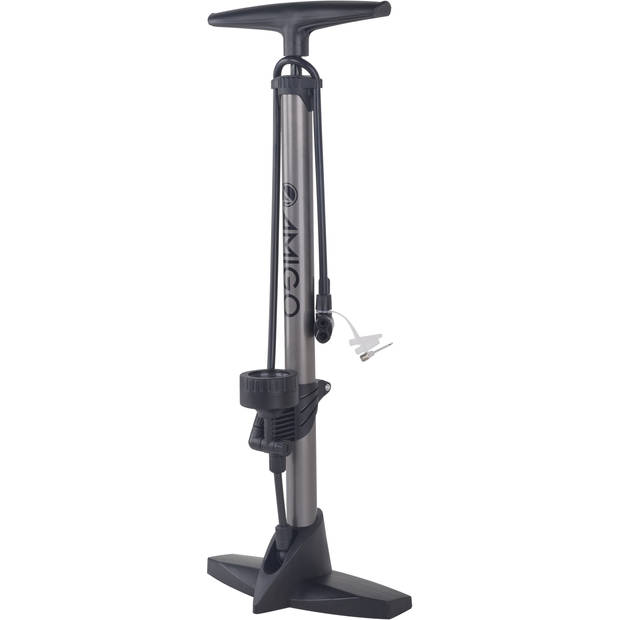 AMIGO fietspomp met drukmeter 11 Bar 61 cm antraciet