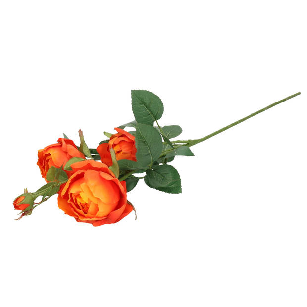 Top Art Kunstbloem roos Ariana - oranje - 73 cm - kunststof steel - decoratie bloemen - Kunstbloemen
