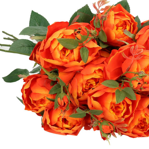 Top Art Kunstbloem roos Ariana - 3x - oranje - 73 cm - kunststof steel - decoratie bloemen - Kunstbloemen