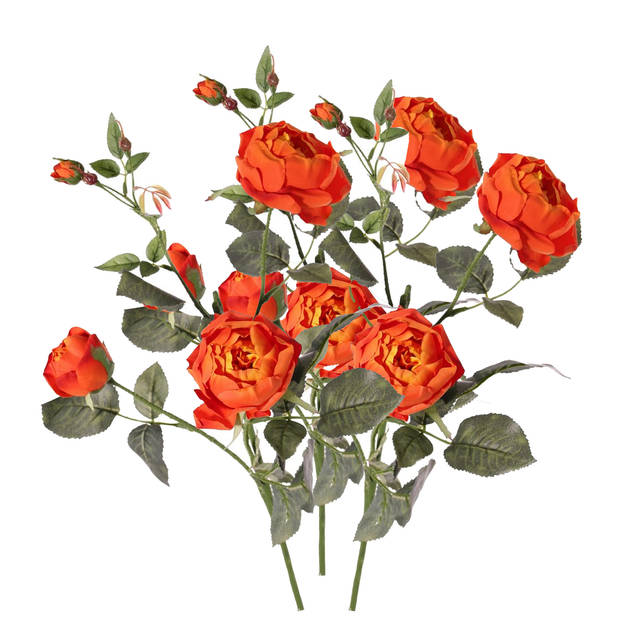 Top Art Kunstbloem roos Ariana - 3x - oranje - 73 cm - kunststof steel - decoratie bloemen - Kunstbloemen