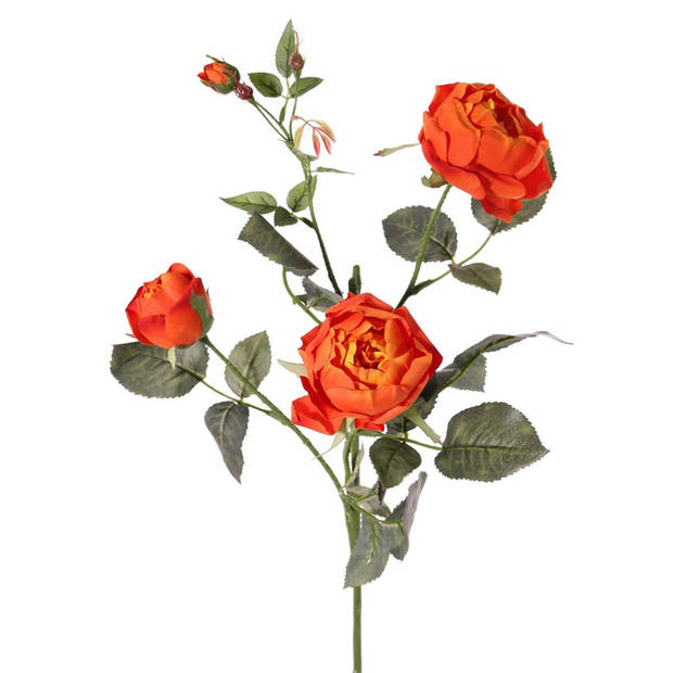 Top Art Kunstbloem roos Ariana - 3x - oranje - 73 cm - kunststof steel - decoratie bloemen - Kunstbloemen