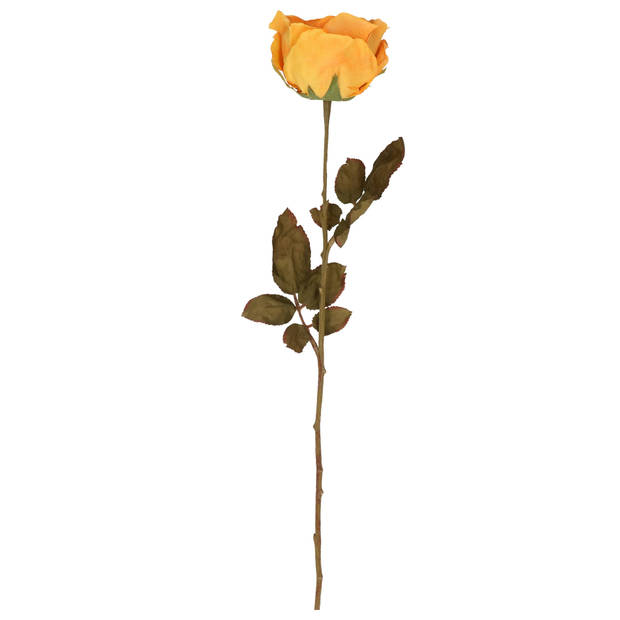 Top Art Kunstbloem roos Calista - 3x - perzik oranje - 66 cm - kunststof steel - decoratie bloemen - Kunstbloemen