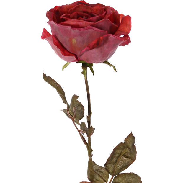 Top Art Kunstbloem roos Calista - 3x - rood - 66 cm - kunststof steel - decoratie bloemen - Kunstbloemen