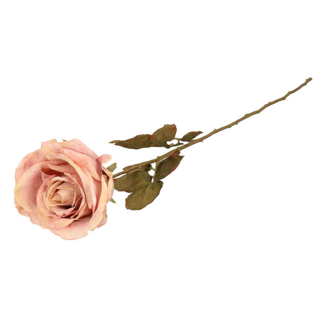 Top Art Kunstbloem roos Calista - 3x - oud roze - 66 cm - kunststof steel - decoratie bloemen - Kunstbloemen