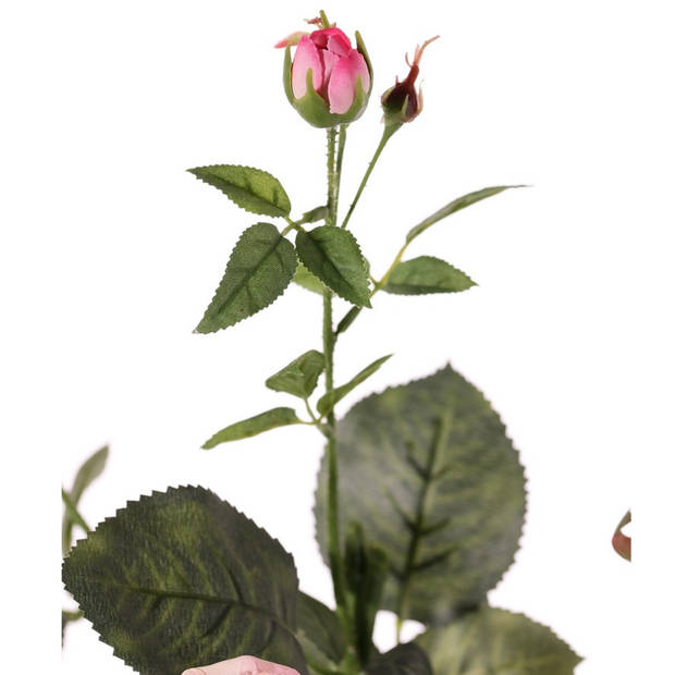 Top Art Kunstbloem roos Ariana - 3x - roze - 73 cm - kunststof steel - decoratie bloemen - Kunstbloemen