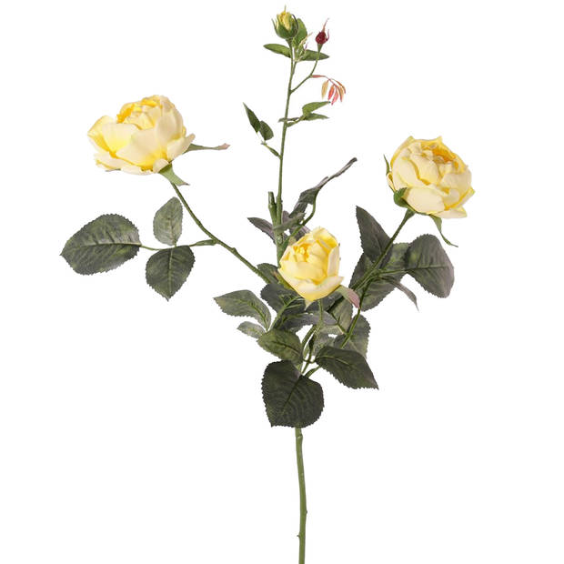 Top Art Kunstbloem roos Ariana - 5x - geel - 73 cm - kunststof steel - decoratie bloemen - Kunstbloemen