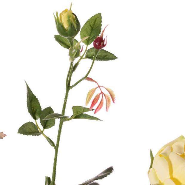 Top Art Kunstbloem roos Ariana - 3x - geel - 73 cm - kunststof steel - decoratie bloemen - Kunstbloemen