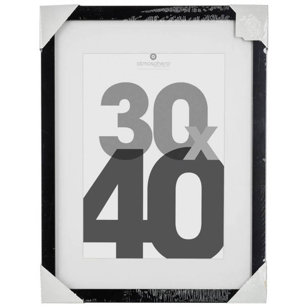 Atmosphera fotolijstje voor een foto van 30 x 40 cm - zwart - foto frame Eva - modern/strak ontwerp - Fotolijsten