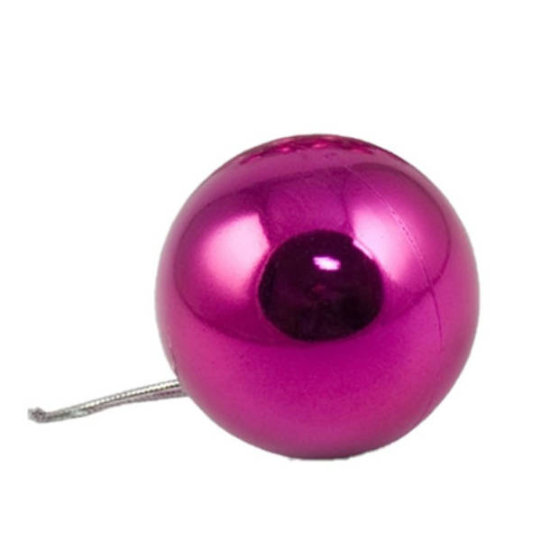 Kerstballen - 32x stuks -fuchsia roze - glansA - 5 cm - kunststof - Kerstbal