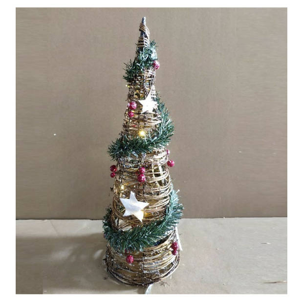 Gerimport LED piramide kerstboom - H60 cm - rotan - kerstverlichting - kerstverlichting figuur