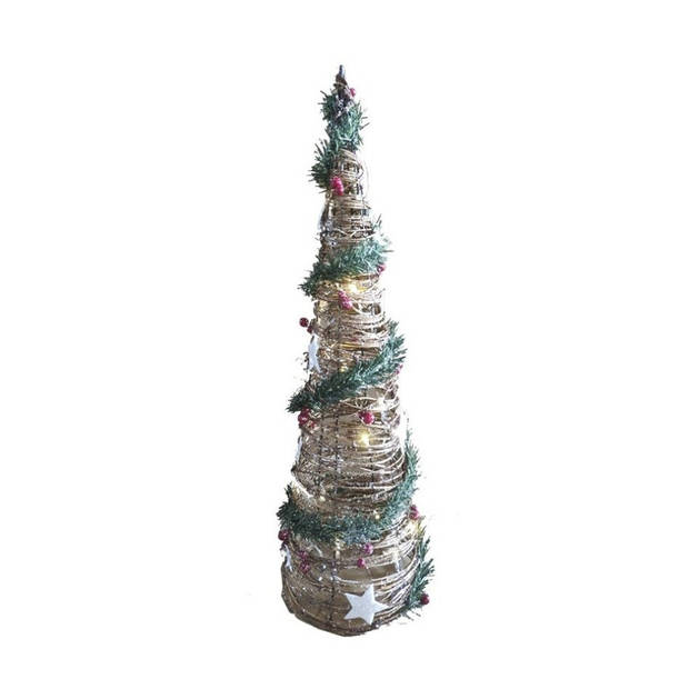 Gerimport LED piramide kerstboom - H40 cm - rotan - kerstverlichting - kerstverlichting figuur
