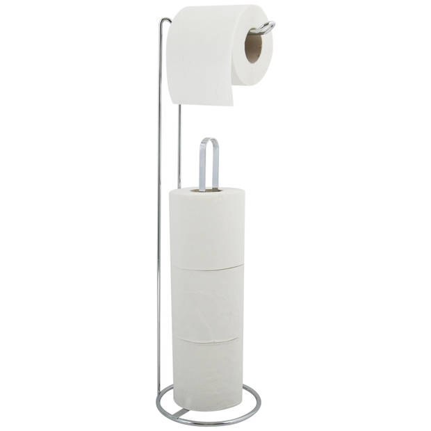 MSV Wc/toiletrolhouder reservoir - 2x - metaal - zilver - 54 cm - Voor 4/5 rollen - Toiletrolhouders