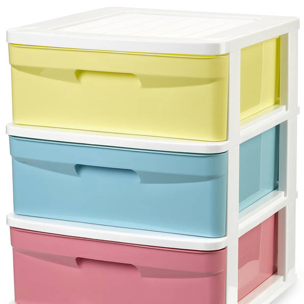 Plasticforte Ladeblokje/bureau organizer 3x lades - gekleurdA - L39 x B40 x H49 cm - Ladeblok