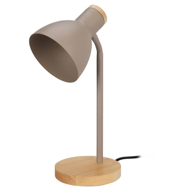 Home & Styling Tafellamp/bureaulampje Design Light - hout/metaal - beige - H36 cm - Leeslamp - Bureaulampen