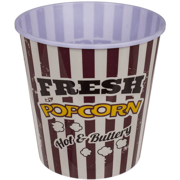 Out of the Blue Popcorn bak - 2x - rood/wit - kunststof - D17,5 - 5L - Snack en tapasschalen
