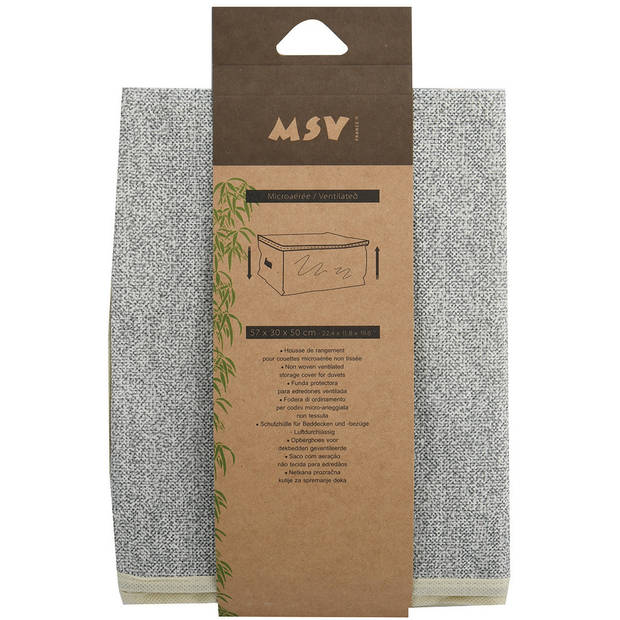 MSV opbergtas/beschermhoes beddengoed/kleding - grijs - polyester - 57 x 30 x 50 cm - Opberghoezen