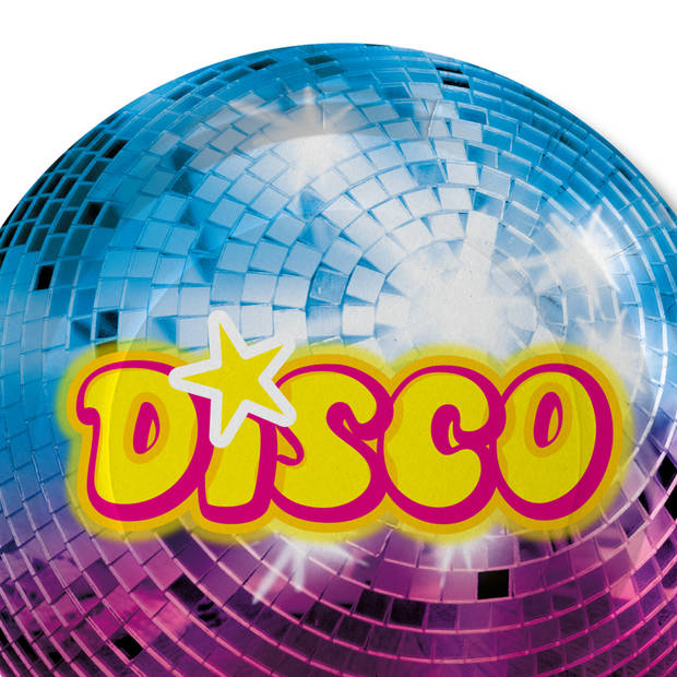 Disco feest wegwerpbordjes - 10x - D23 cm - jaren 80/disco themafeest - Feestbordjes