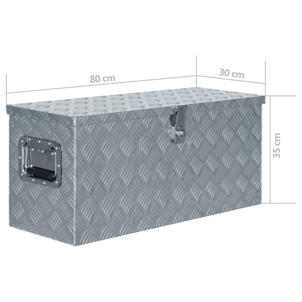 The Living Store Trailerkist Aluminium 80x30 cm - Ruime opbergbox met vergrendelsysteem - Zilver - Hoge kwaliteit