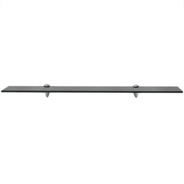 The Living Store Zwevende Plank - Glazen Schap 80 x 20 cm - Zwart