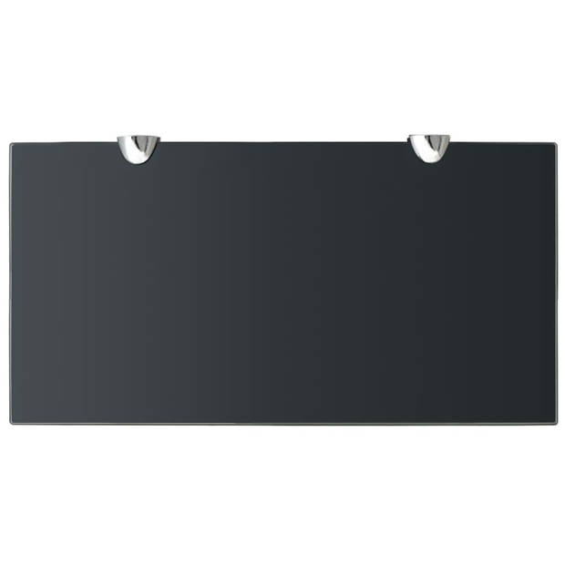 The Living Store Zwevende Plank 40 x 20 cm - Zwart Gehard Veiligheidsglas