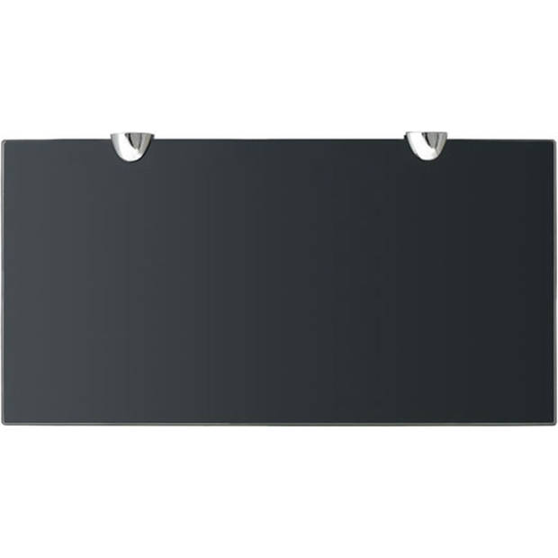 The Living Store Zwevende Plank 40 x 20 cm - Zwart Gehard Veiligheidsglas
