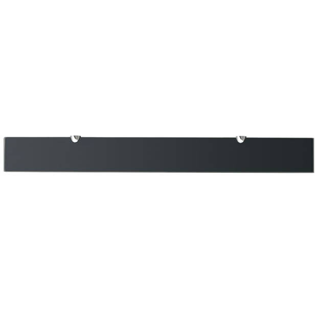 The Living Store zwevende plank Glas - 90 x 10 cm - zwart - 8 mm dikte - 15 kg draagvermogen