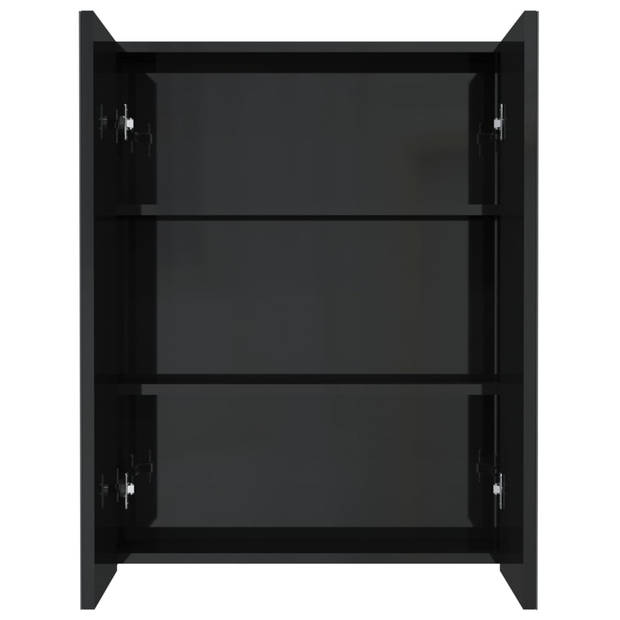 The Living Store-Badkamerkast-met-spiegel-60x15x75-cm-MDF-glanzend-zwart - Badkamerkast