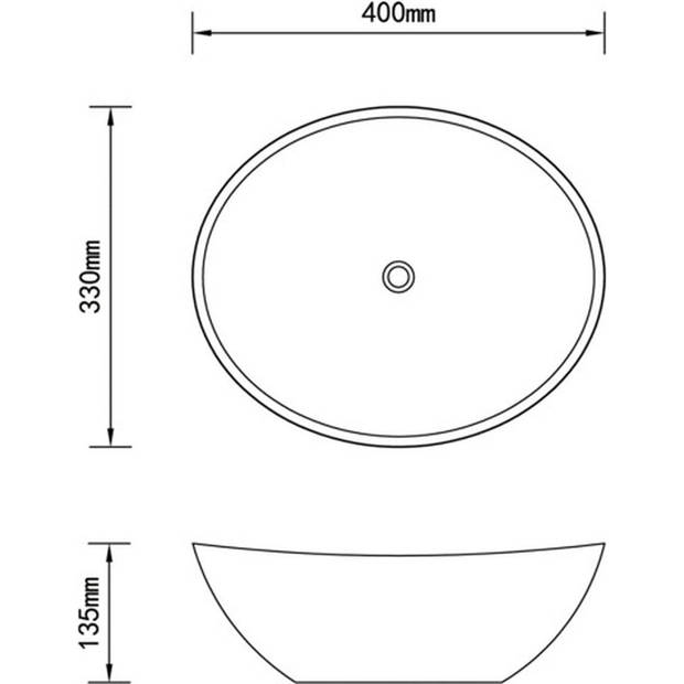 The Living Store Ovale wastafel - Keramiek - 400 x 330 x 135 mm - Matwit