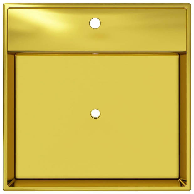 The Living Store Wastafel 41x41x15cm - Goud - Keramiek