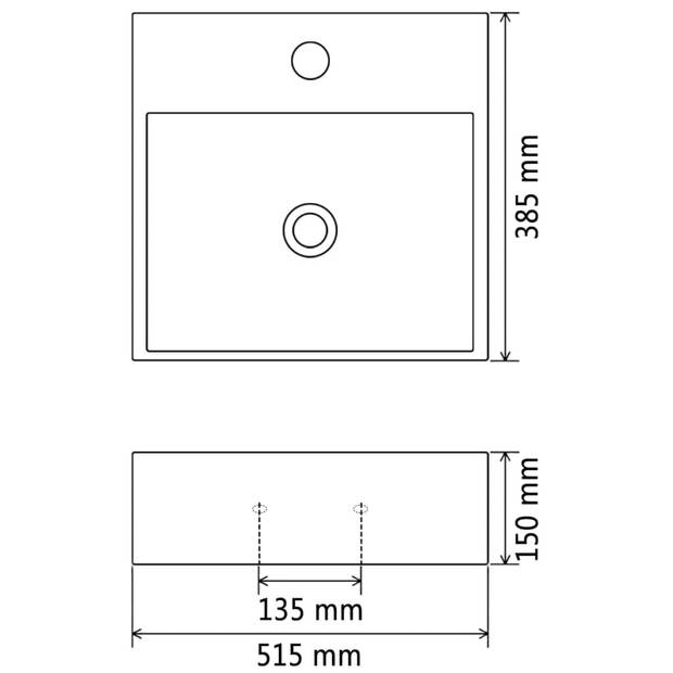 The Living Store Wastafel - Keramiek - 51.5 x 38.5 x 15 cm - Wit